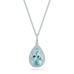Aquamarine and diamond necklace pendant