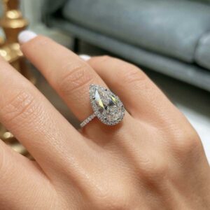 Pear shaped diamond engagement ring london